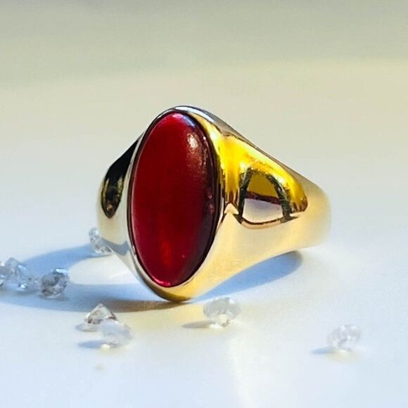 ANTIQUE GOLD- Georgian Era- Carnelian Ring- Size 8- 3cttw Cabochon -5.4g - Picture 16 of 16